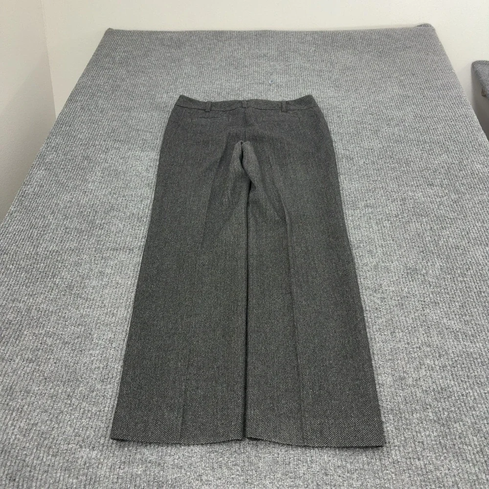 Lands End Pants Womens 4 Gray Wool Blend Herringbone Dress Trousers Classic